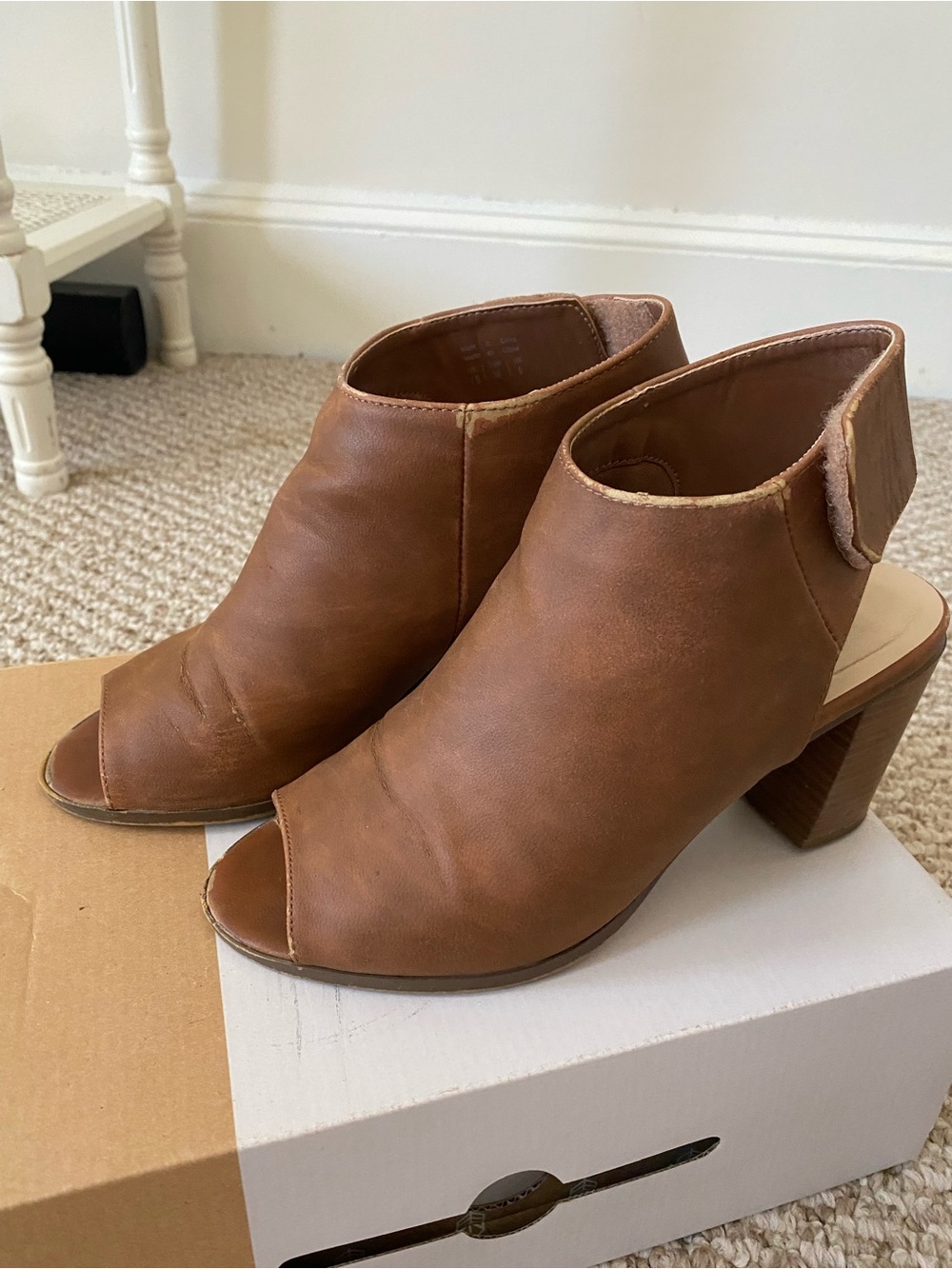 Call It Spring Tan Open-Toe Leather Block Heel Sandals